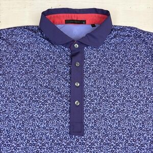 Greyson Polo Shirt Mens XL Purple Floral Cotton Golf Performance Short Sleeve